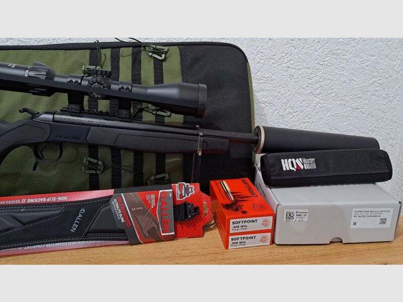 Bergara Bergara TD 13 , Kal. .308 Win., 18 Zoll Lauf , Mündungsgewinde 5/8x24; Meopta Zielfernrohr R5 SFP RD 3-15x50 Abs. 4c Leuchtpunkt; Schalldämpfer HQS Hunter 7,62mm , 5/8"x24 inkl. Neoprenschutz