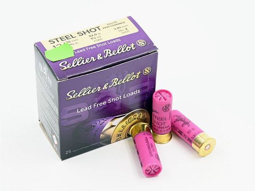 S + B, 12/70, Pallini in acciaio n. 2 / 3.81mm, pallini in acciaio, 32 g, 25 pz.