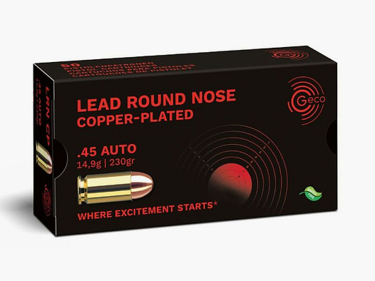 GECO .45 Auto Lood Ronde Neus, koper-geplateerd 14,9g/230gr - 50 patronen