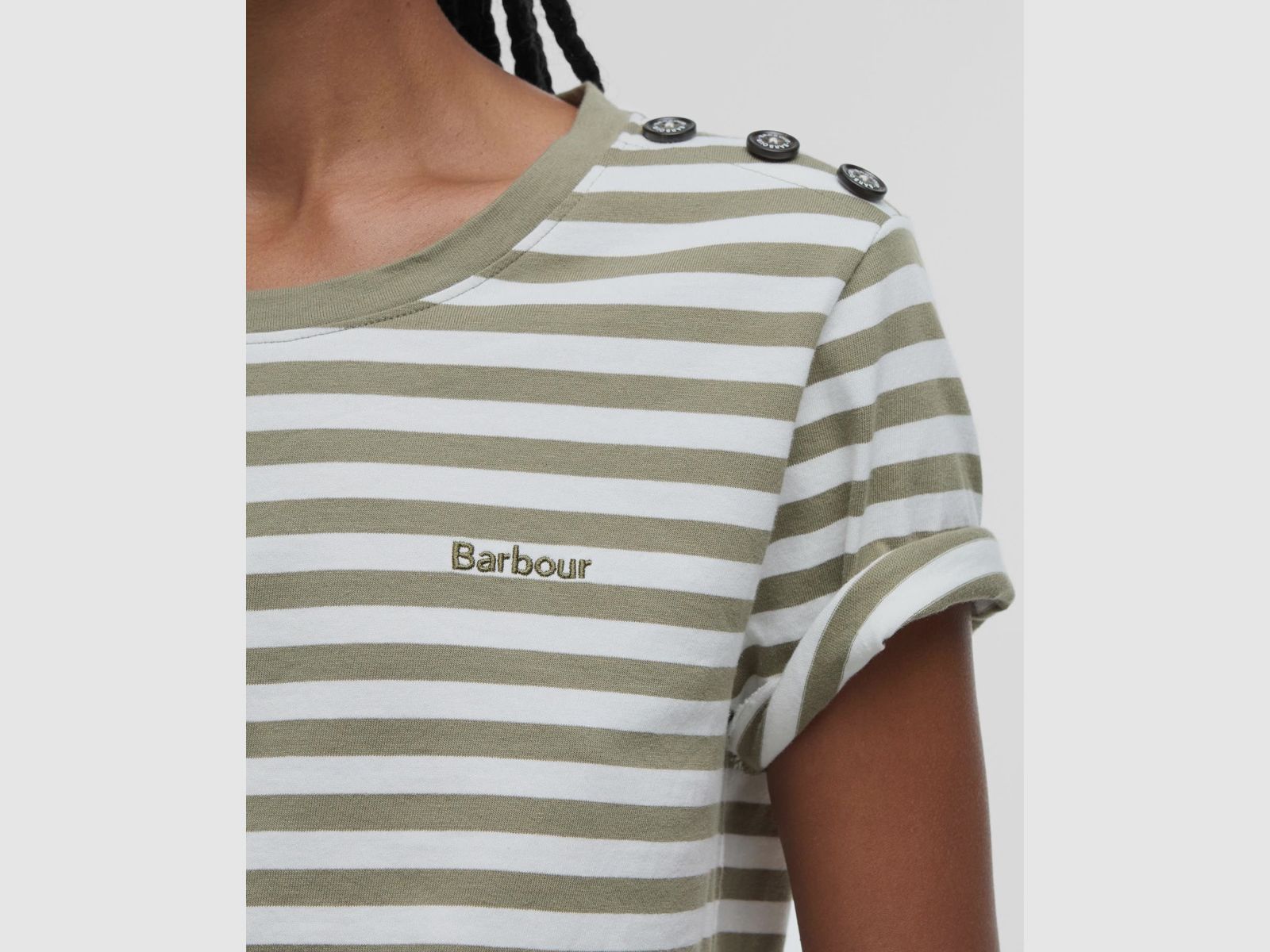 BARBOUR T-Shirt Ferryside Striped Dusky Green