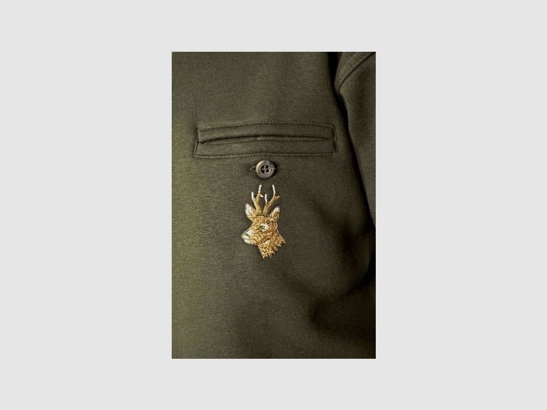 Hubertus Sweatshirt mit Polokragen Motiv Bock 2XL