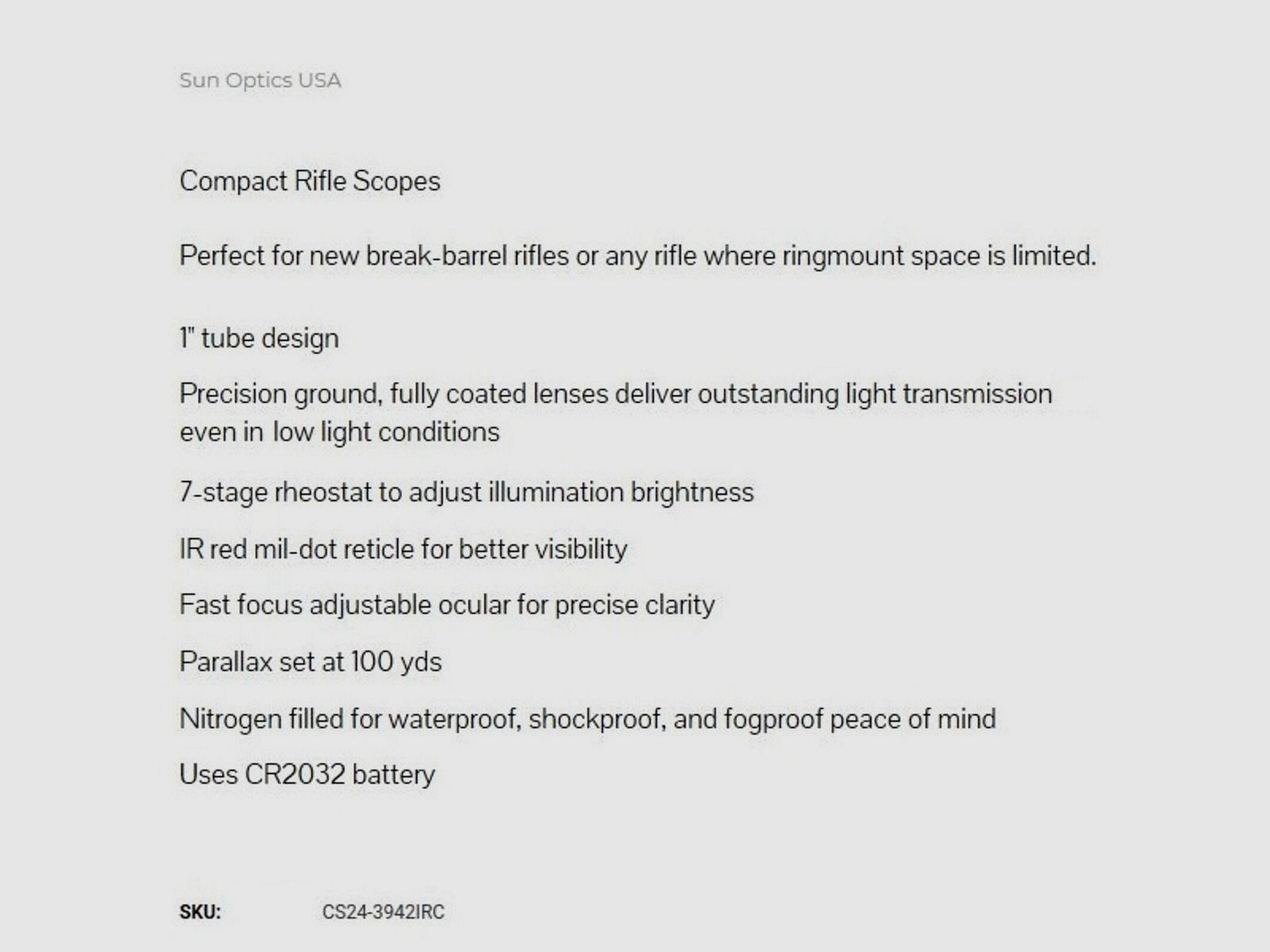 Sun Optics USA 3-9x42 Compact