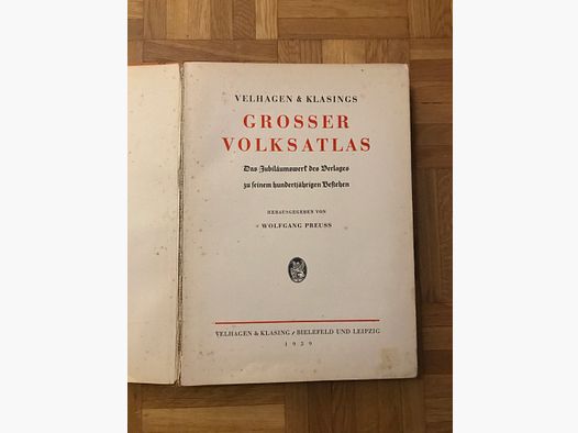 Großer Volksatlas von 1939 mit Landkarte 