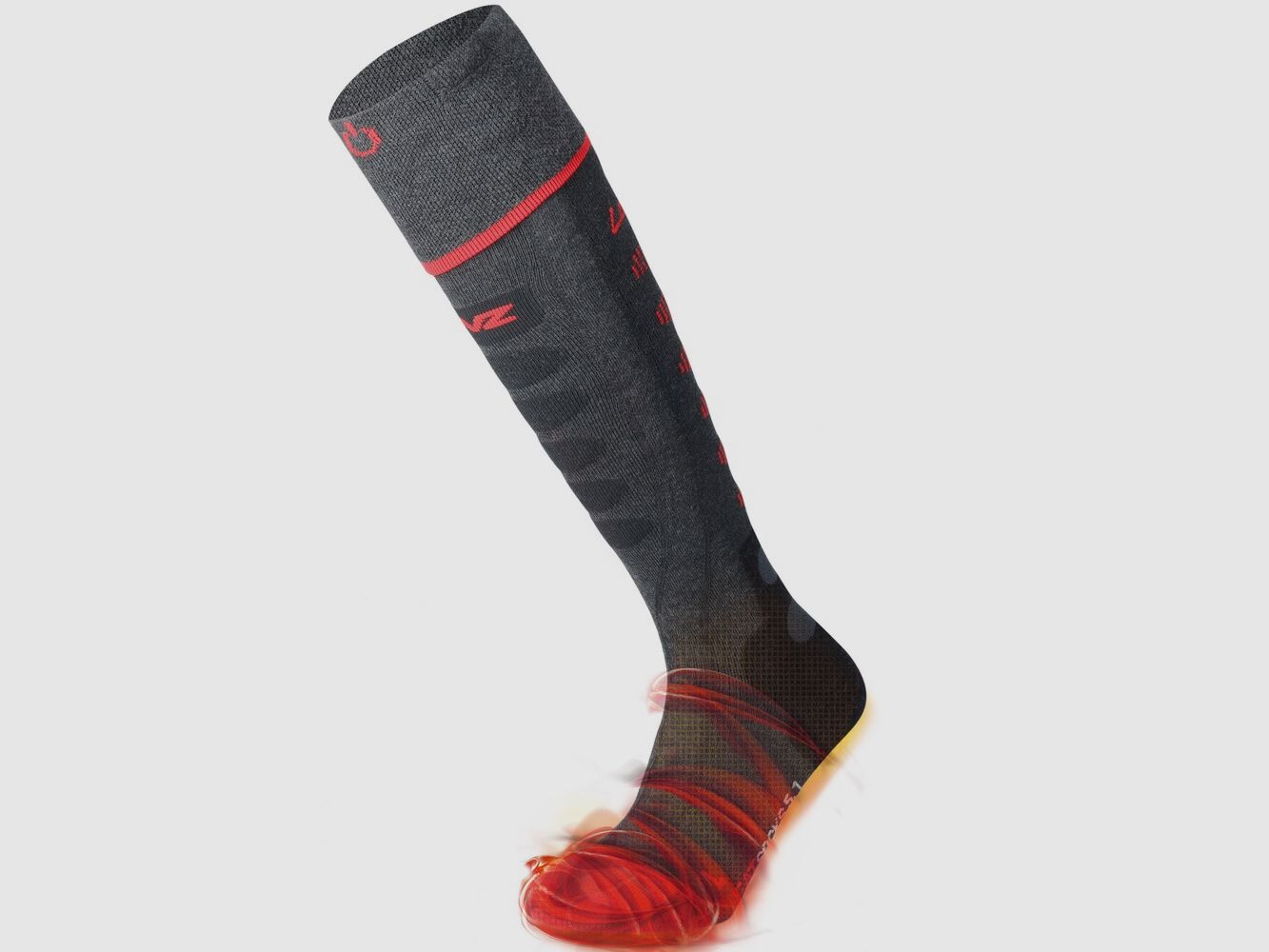 Lenz Pair of heated socks 5.1 Toe Cap® (Anthracite/red, size 42-44), imagen 2 de 2