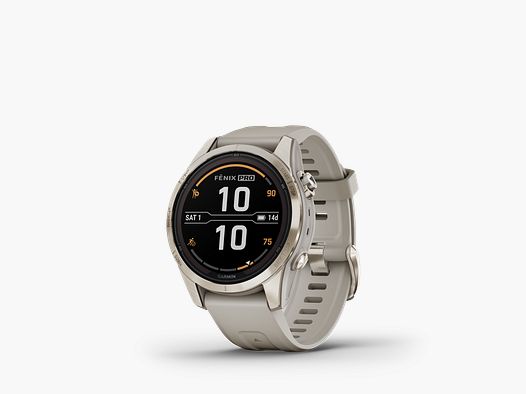 Garmin fēnix® 7S Pro – Sapphire Solar Edition, Beżowy/Złoty z paskiem silikonowym QuickFit® 20 mm