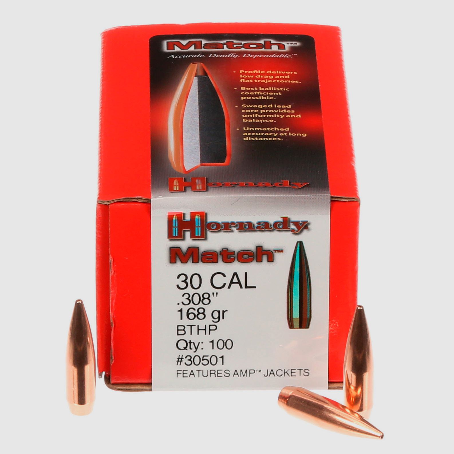 Hornady Geschosse .308, 168gr, BTHP Match, 500 Stk