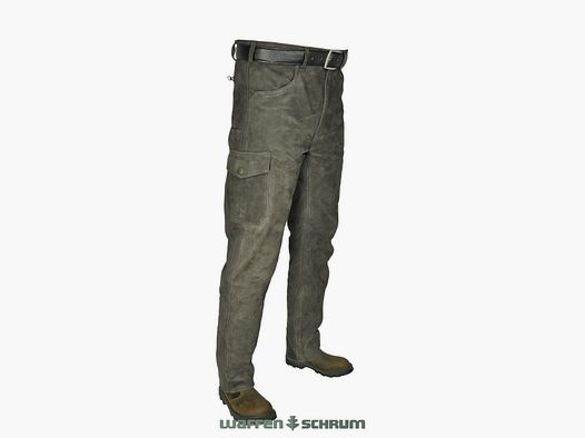 Hubertus Lederhose Trapper  Dunkel Oliv
