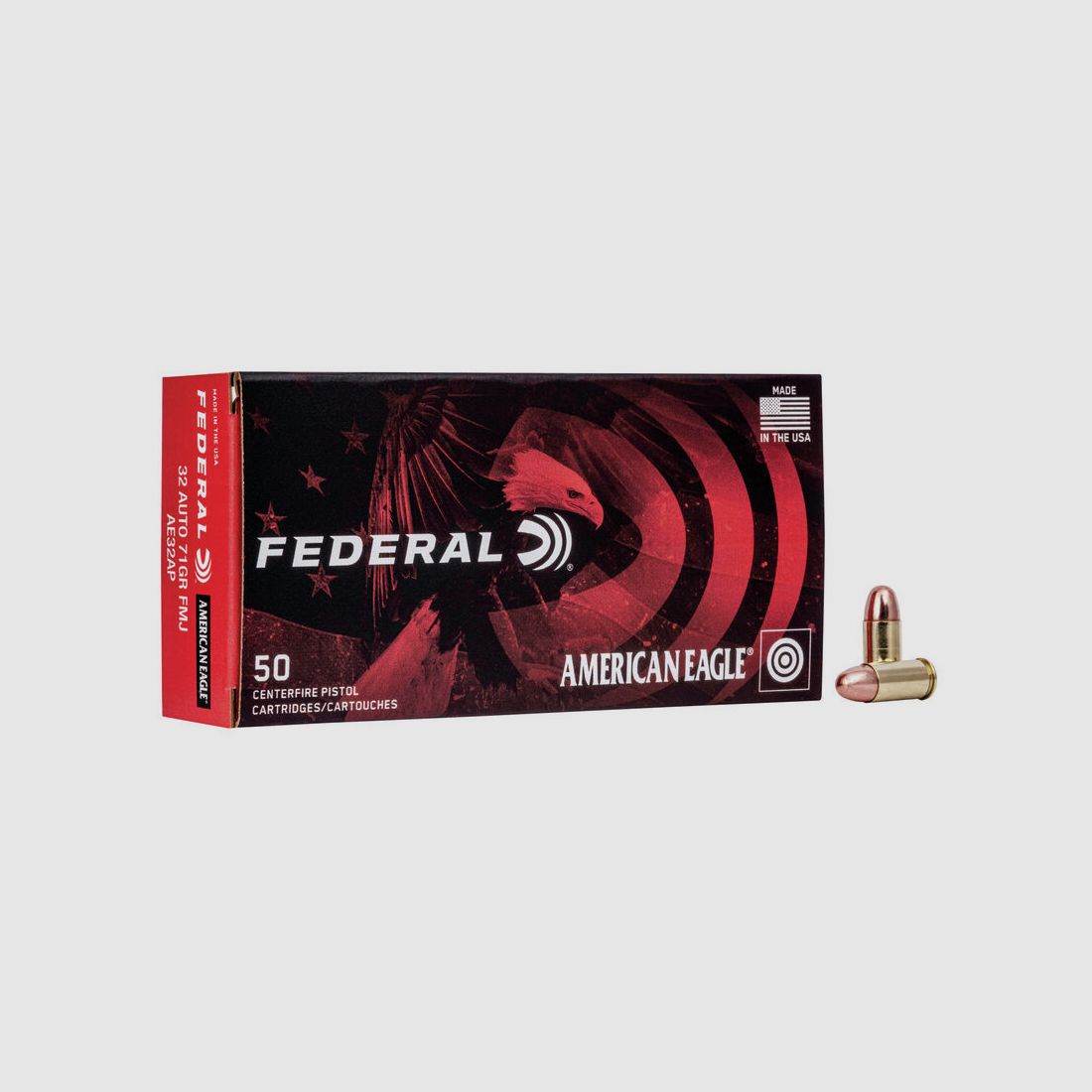 Federal American Eagle .32 ACP 71GR FMJ 50 cartridges