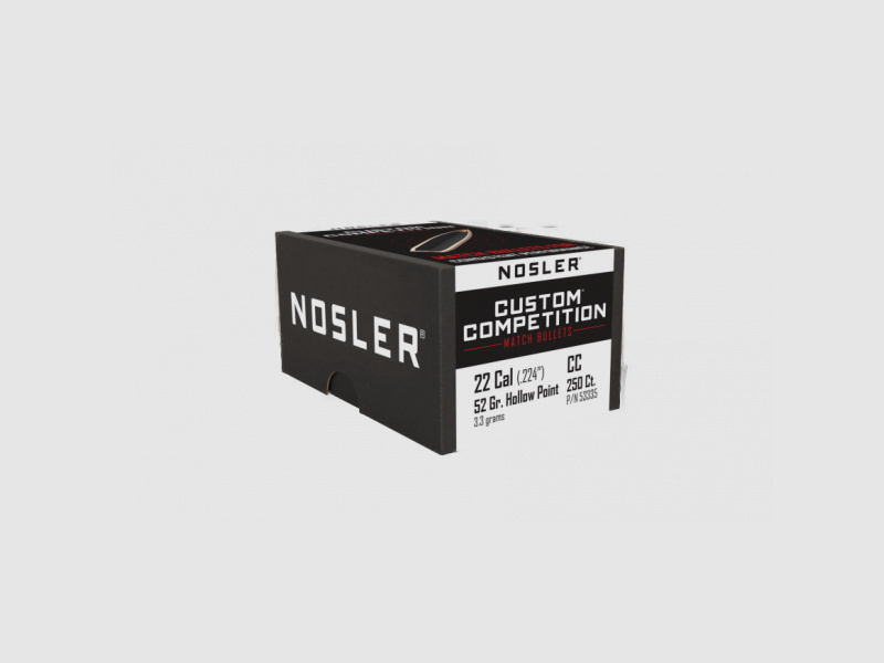 NOSLER CUSTOM COMPETITION BULLETS - .223/.224 - HPBT - 52GRS. - 250 PIECES