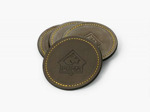 PUMA leather coasters with gold stitching 4-piece set