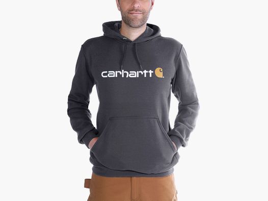 Carhartt Signature Logo Hoodie Heren Carbon Heather XS