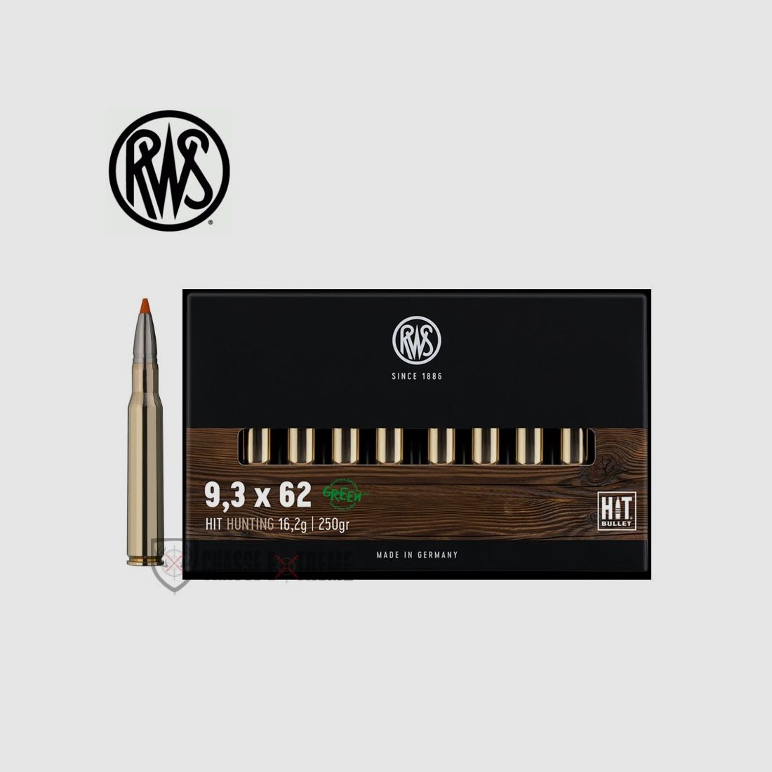 20 Patronen RWS Kal. 9,3X62 250gr HIT