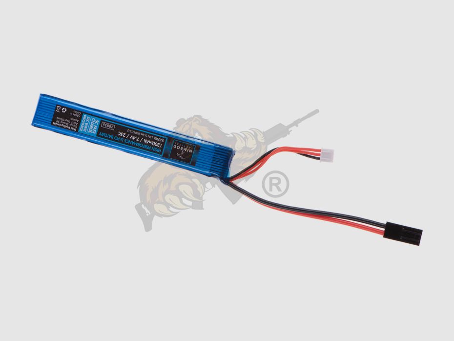 Nimrod Airsoft LiPo Akku 7.4V 1300mAh, 25C Stock Tube Type - Mini Tamiya