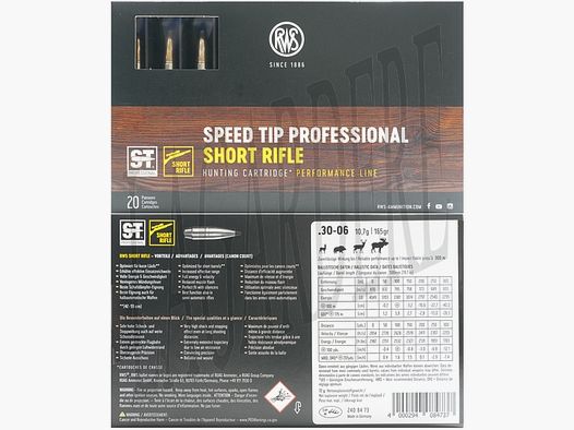 RWS SPEED TIP PRO SHORT RIFLE 10,7G/ 165GR (PATRONEN)