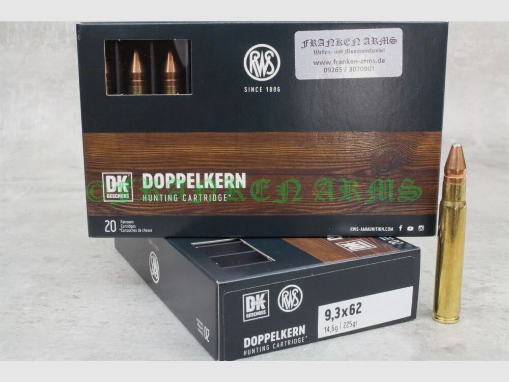 RWS Doppelkern 9,3x62 225gr. 14,6g 20 stuks staffelprijzen