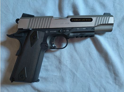 Cybergun COLT 1911 RAIL GUN Dual Tone Silver Vollmetall CO2 Blow Back incl. maletín y munición NUEVO