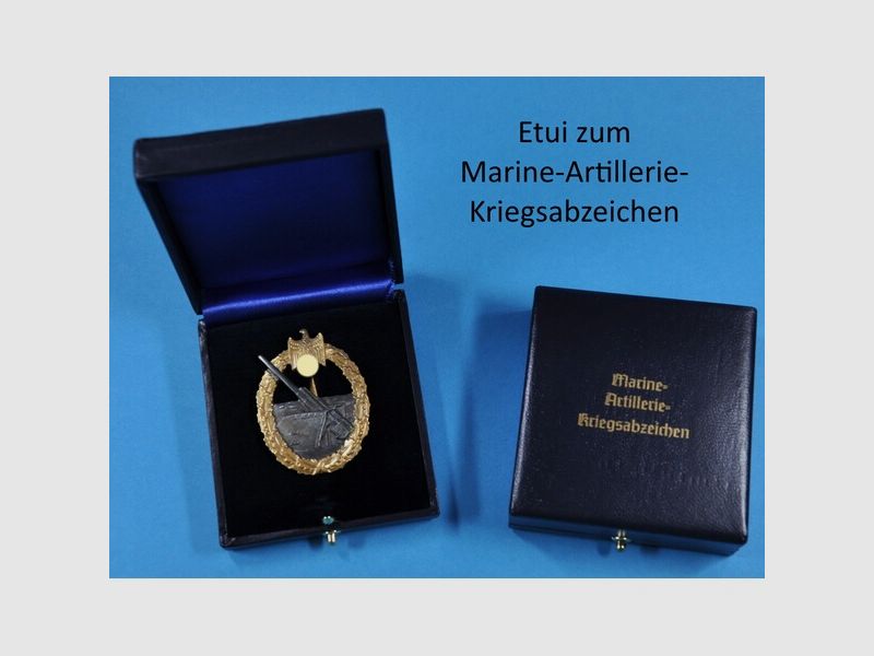 Etui zum Marine-Artillerie-Kriegsabzeichen mit waagerechter Nadel Repro !!!