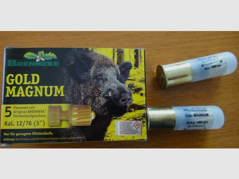 Brenneke Brenneke-Gold Magnum Flintenlaufpatronen 12/76, Bild 1 von 2