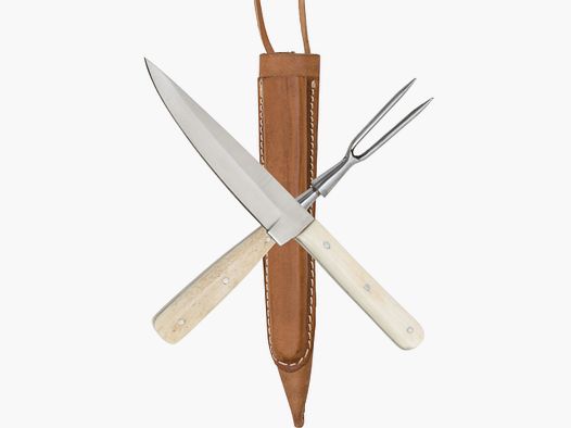 Mittelalterliches Besteckset Gabel Messer Essbesteck Knochen-Griff