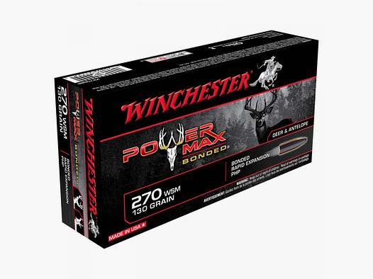 Winchester Power Max Bonded .270 WSM 130GR Bonded Rapid Expansion PHP 20 cartouches