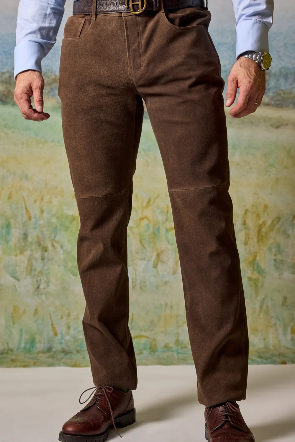 Habsburg Lederhosen Leiben en Marron Foncé