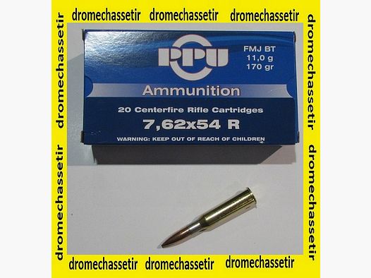 1 neue Schachtel mit 20 Patronen Partizan im Kaliber 7,62x54R, 170 grains, FMJ-BT