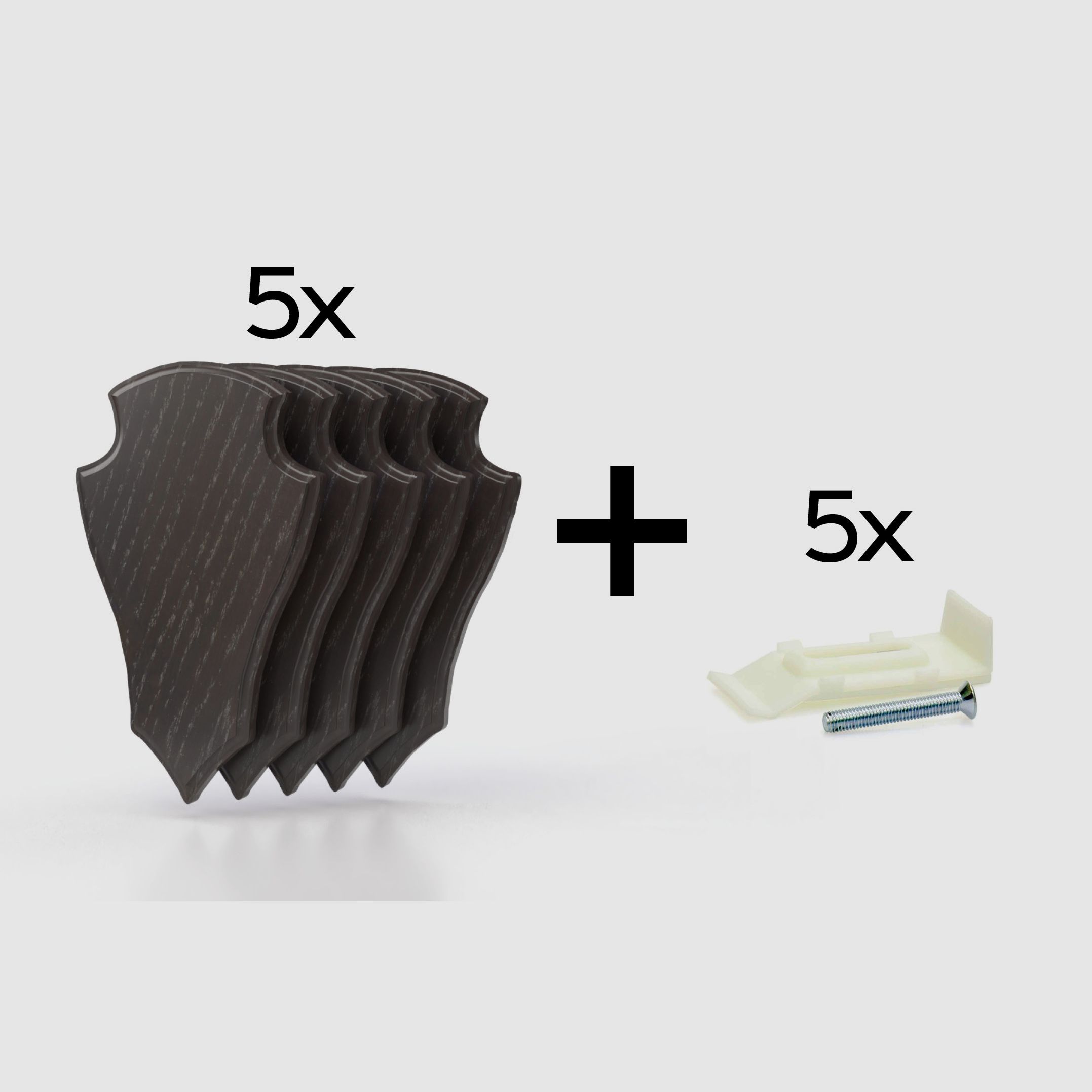 5 x escudo de trofeo para corzo 19x12cm oscuro (roble 2)