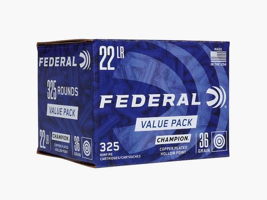 CHAMPION FÉDÉRAL - POINT CREUX EN LAITON - .22LR - 36 GRS. 325 COUPS