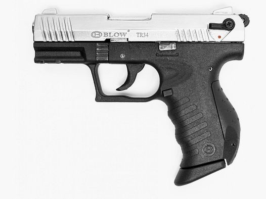 BLOW TR34 Matt Chrome 9 mm – pistola de fogueo estilo Walther PK380 / envío a toda la UE