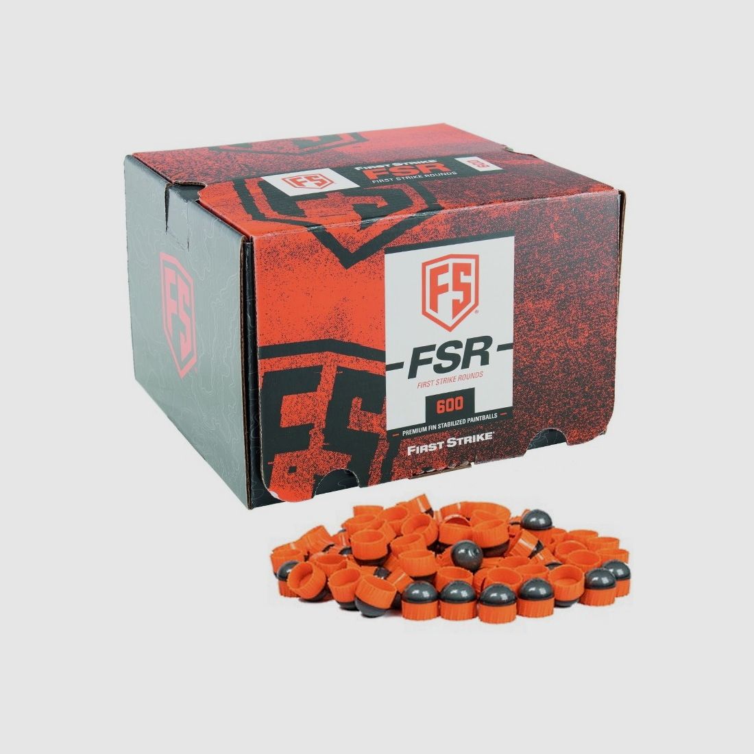 Boîte de Paintballs First Strike 600 coups (gris / orange)