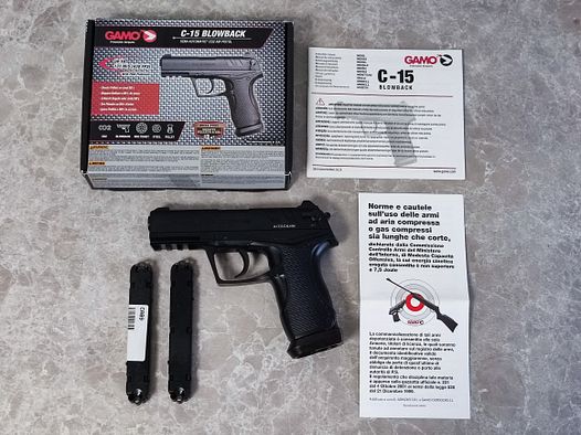 NEU Gamo C-15 Blowback CAL 4,5 schwarz CO2 Gas Pistole