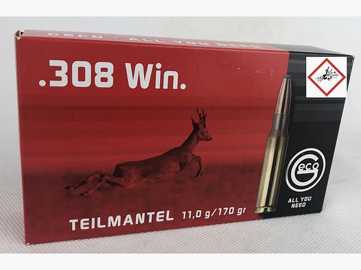 Geco Softpoint cartucho de caza cal. .308 Win TM 170gr