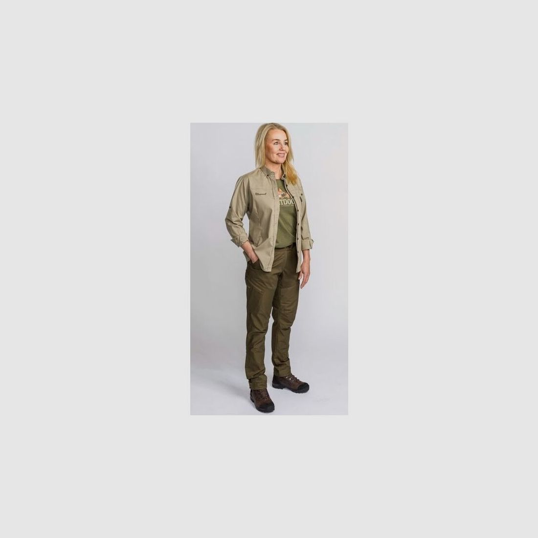 Pinewood Damen Bluse Tiveden TC Stretch Insect Safe Light Khaki