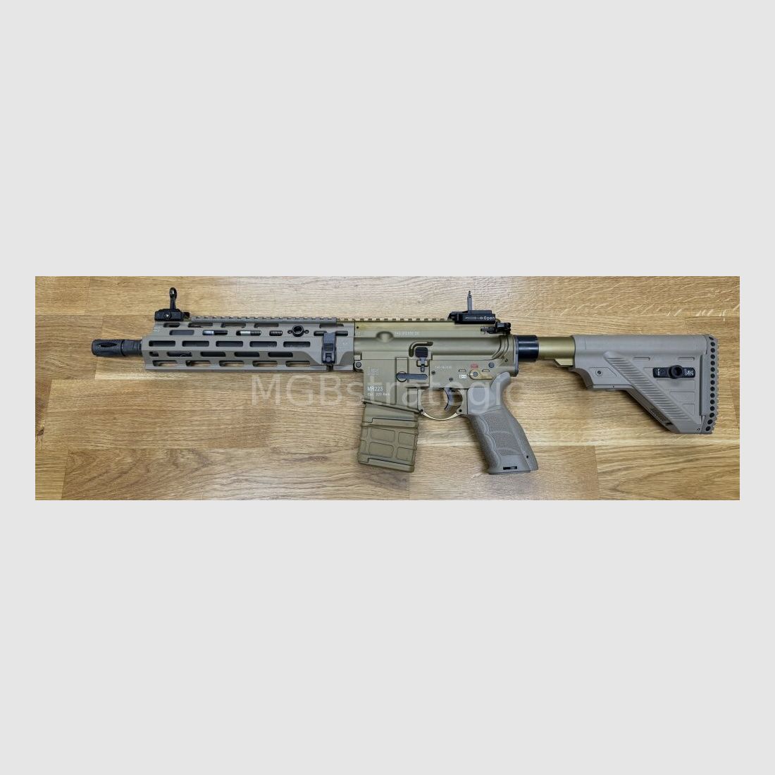 Heckler & Koch MR223 A3 Slim-Line 11" Lauf - halbautom. Büchse .223Rem MGBs Sondermodell FDE Edition inkl. Schalldämpfer ASE UTRA Dual 556-Short-QM2 Gen2 Cerakote FDE - zivile Version HK416 / G95K / G38 G95A1 / G95KA1 / mit Upgrades