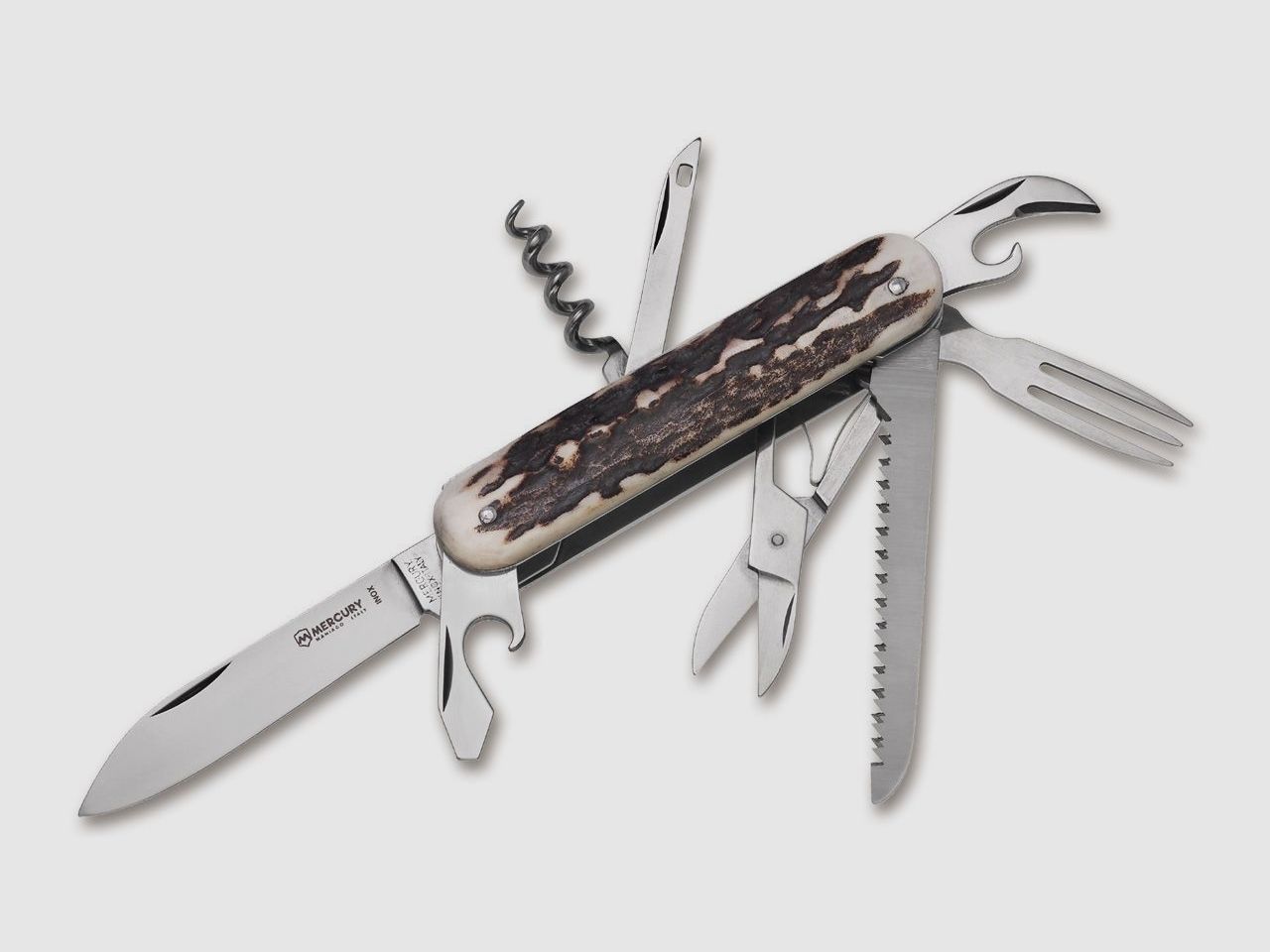 Taschenmesser 913-8DC Hirschhorn Säge Schere §42a konform legal führen