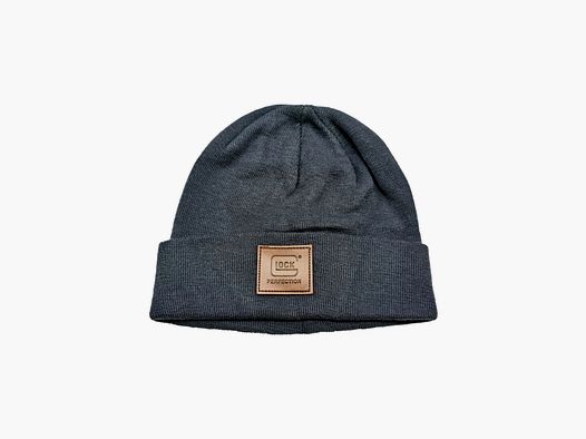 Grau Beanie mit Glock-Lederlogo