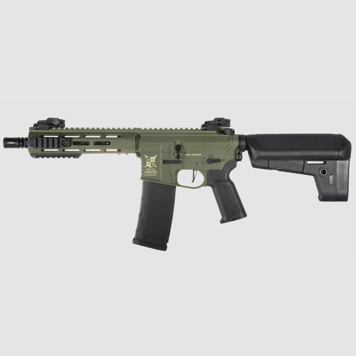 M4 AR15 M-LOK 8 Zoll CHARLIE Oliv S-AEG Airsoft Gewehr Frei ab 18 Jahren | Delta Armory