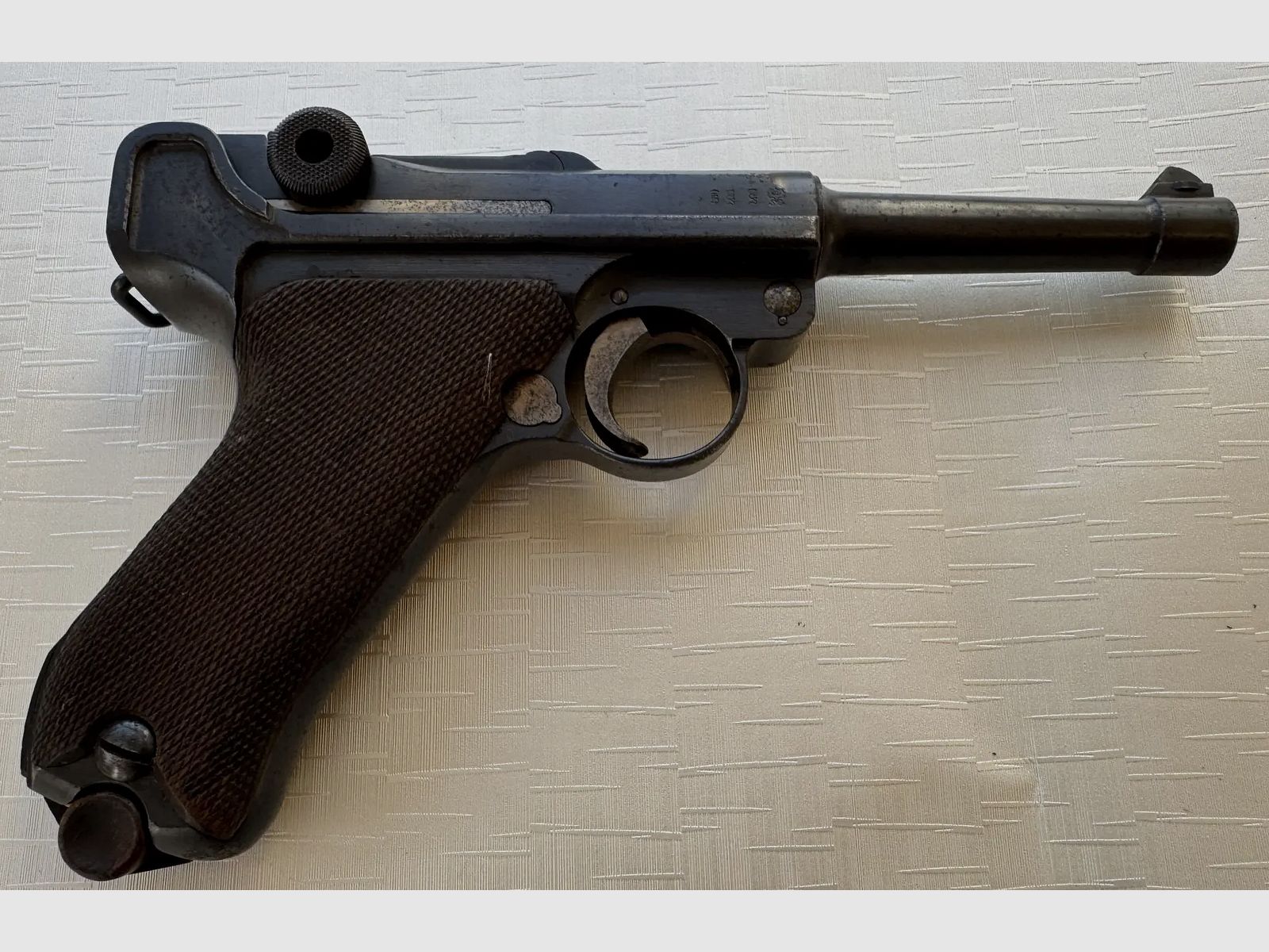 Luger P.08 (DWM 1916) conjunto completo con número coincidente: pistola, cargador y funda de cuero