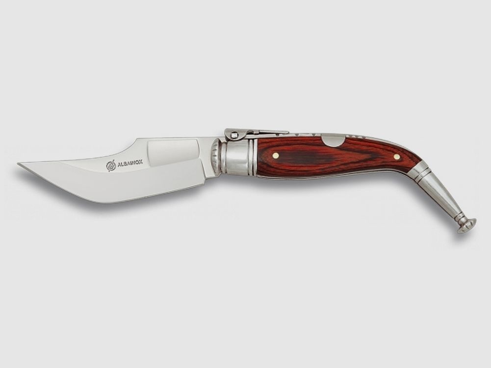 pequeño cuchillo de bolsillo navaja española 5cm hoja madera de Stamnia roja