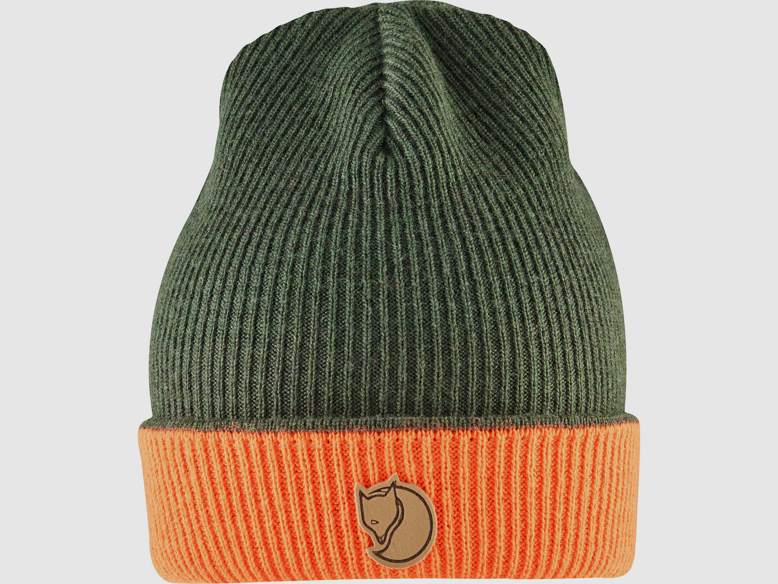 FJÄLLRÄVEN Reversible Beanie dark olive with orange oneSize