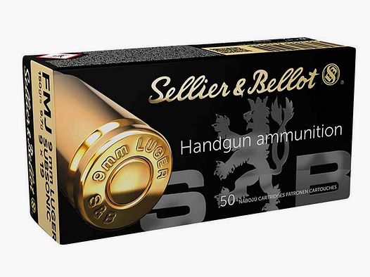 S&B 9mm Para Subsonic – 150gr / 9,7g – 50 pièces