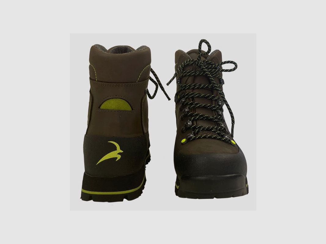 Bitrabi Nembek 300L Stiefel aus braunem Leder mit fluoreszierenden gelben Einsätzen Art. NBK300L BITRABI, Bild 3 von 6