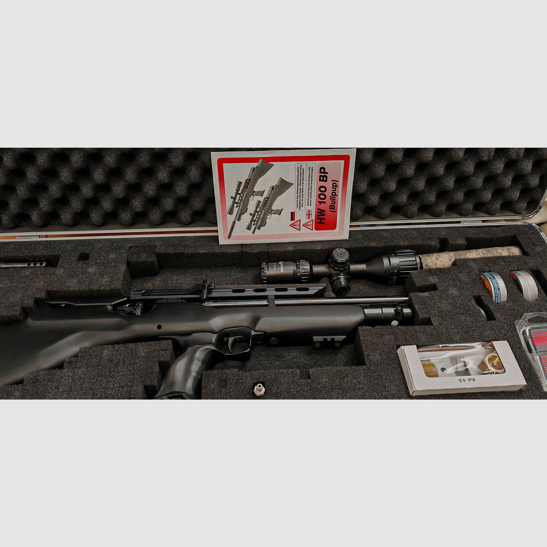 Weihrauch HW 100 Bullpub 4,5 m/m-7,5 J, con mucho accesorio, con maletín, como nuevo