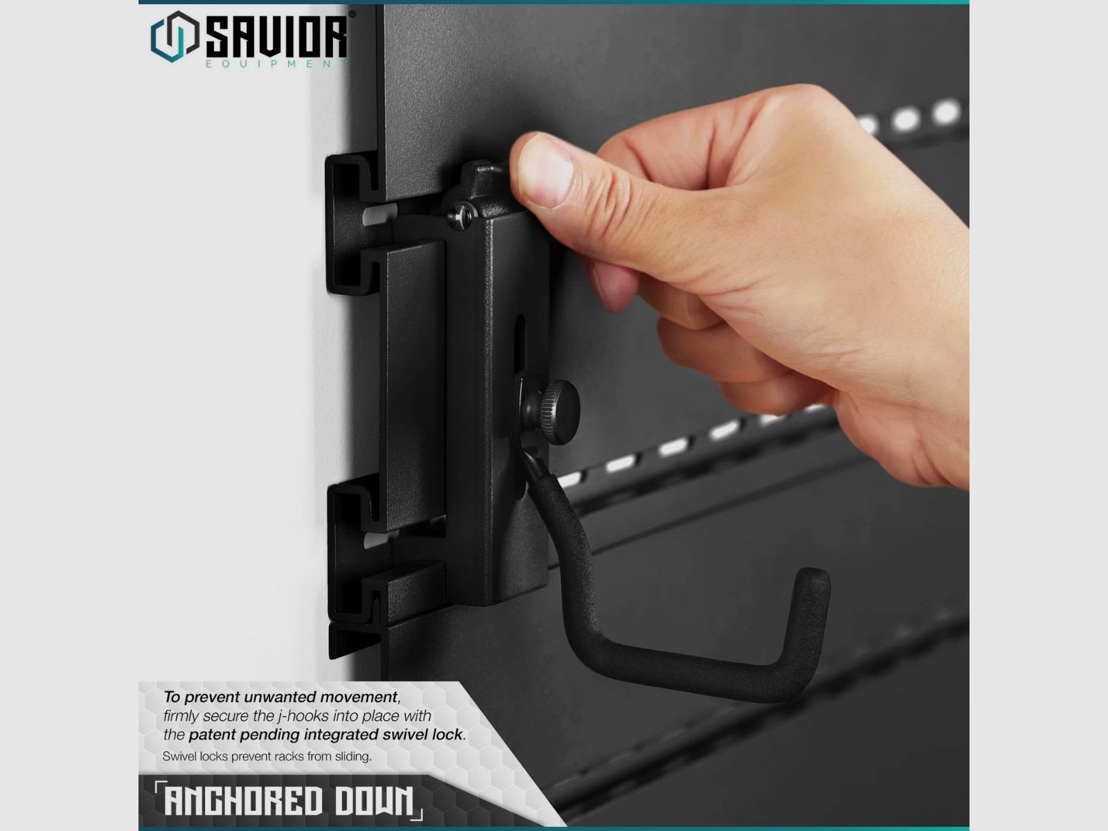 Savior – Soporte de pared ajustable / gancho en J – Wall Rack System Adjustable J-Hook (paquete de 2) – Negro – WRS-ACC-PIS-2P-BK, imagen 4 de 6