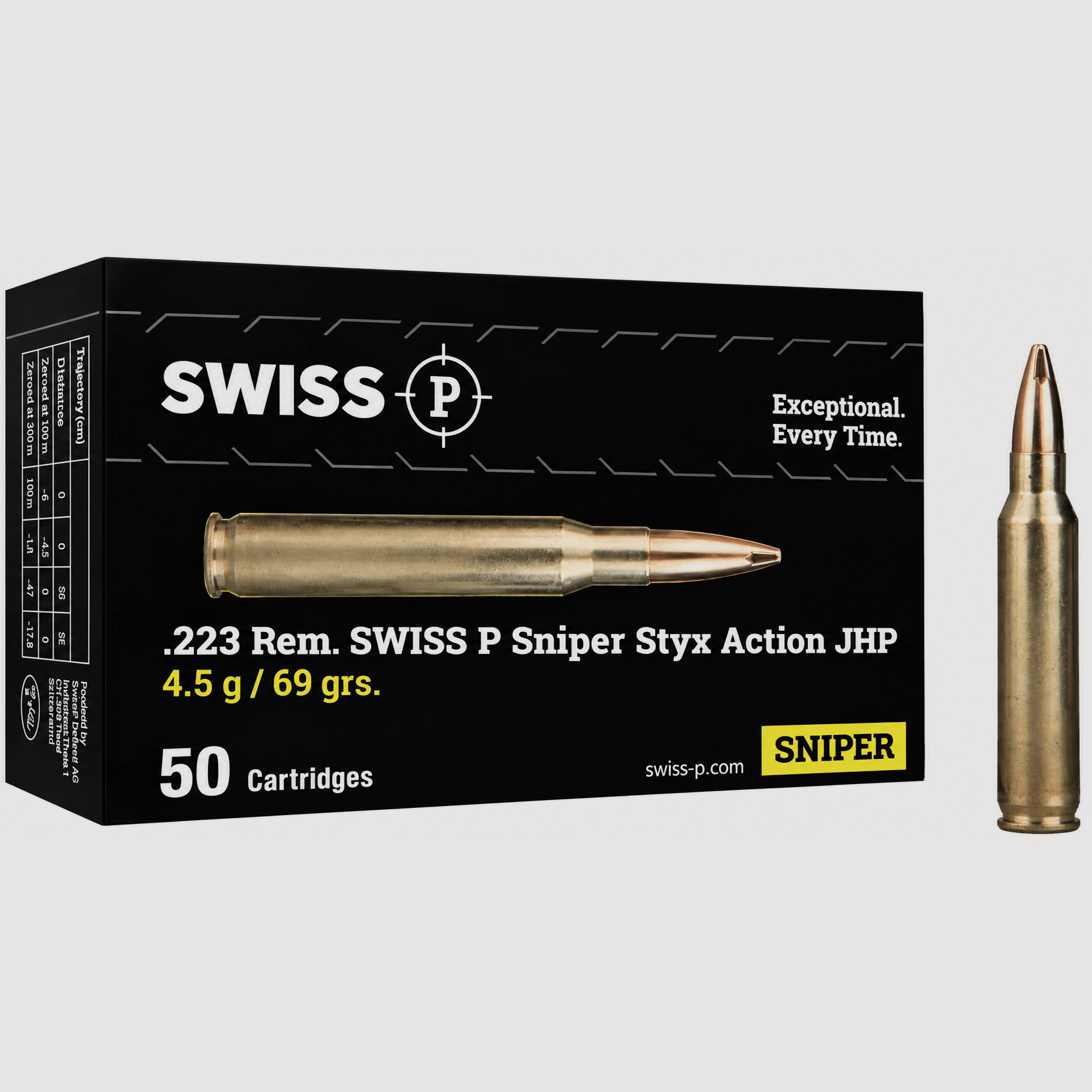 .223 Rem. Swiss P Sniper Styx Action JHP 4.5g / 69grs. – 50 uds., imagen 1 de 3