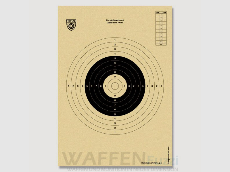 BDS Z4 Scheibe gemäß BDS Sporthandbuch 100 Meter 50 St.