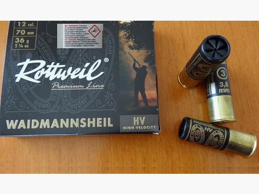 Rottweil Rottweil Schrotpatronen Waidmannsheil HV Plastik 12/70-3,5mm