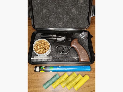 UMAREX Kipplauf Revolver 6mm + Munition + Pyro Effekte