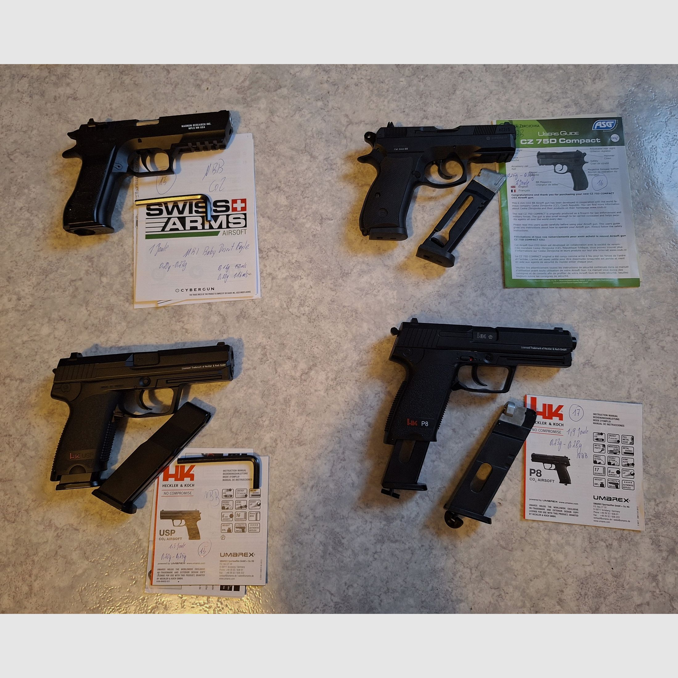 Airsoft Softair Pistolen Sammlung neuwertig (USP, P8, Desert Eagle)