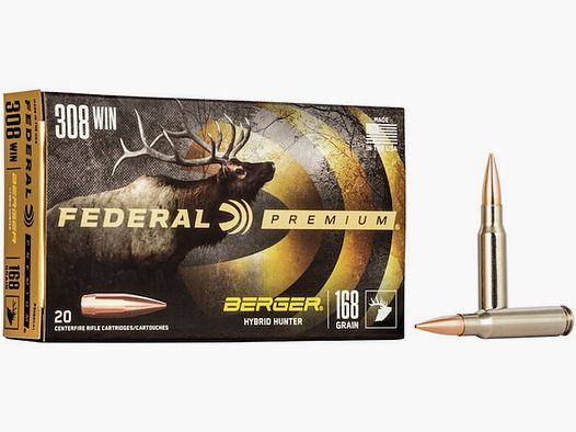 Federal Premium Berger Hybrid Hunter .308 Win. 168GR JHP 20 Patronen